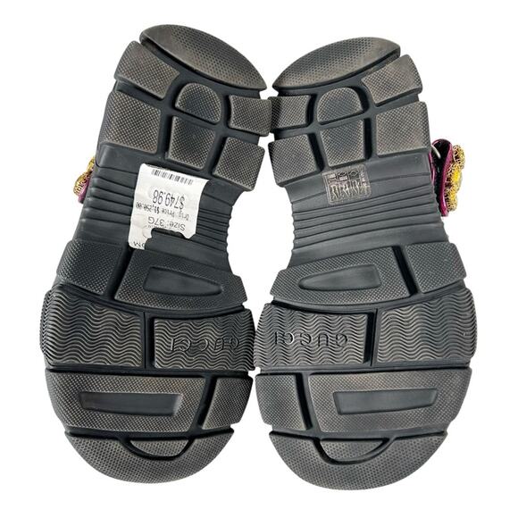 GUCCI Nappa Mesh Technical Canvas Calfskin Aguru Trek Crystal Chunky Sandals - Picture 6 of 9